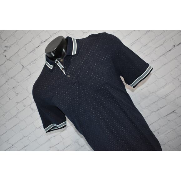 Ted Baker London Golf Polo Shirt Mens Size 5 Medium Blue Polka Dots Performance - Picture 6 of 6